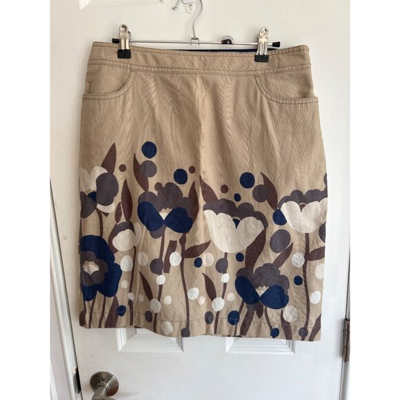 Boden Pencil Skirt Women's Size 8L Floral Print Cotton Knee Length - Picture 8 of 11